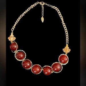 Vintage Coldwater Creek Celestial Rings Necklace With Lucite Beads Signed Chunky